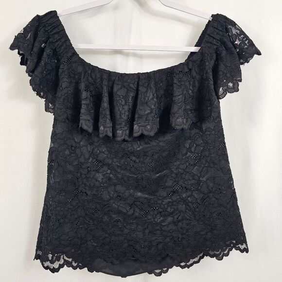 Rebecca Taylor Off Shoulder Lace top in Black - Size 8 - Picture 7 of 9